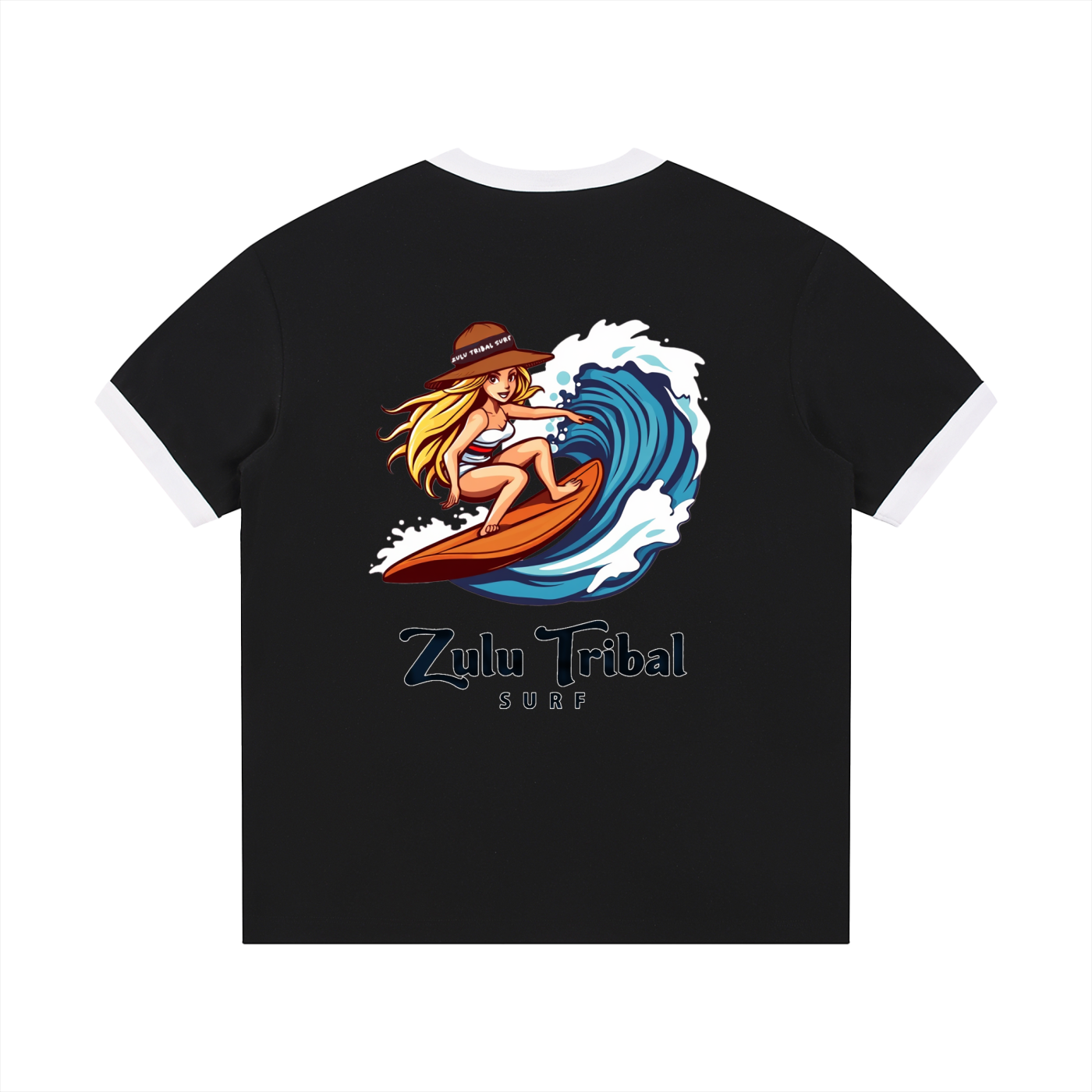 Zulu surfer girl ringer tee