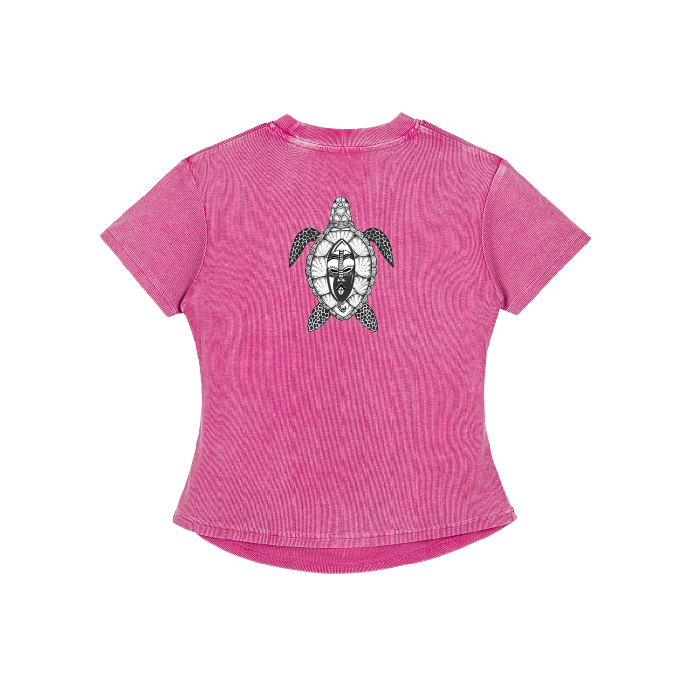 Zulu Turtle Vintaged-Wash Bodycon Cotton T-Shirt
