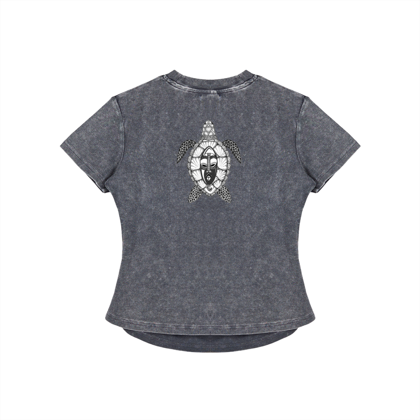 Zulu Turtle Vintaged-Wash Bodycon Cotton T-Shirt