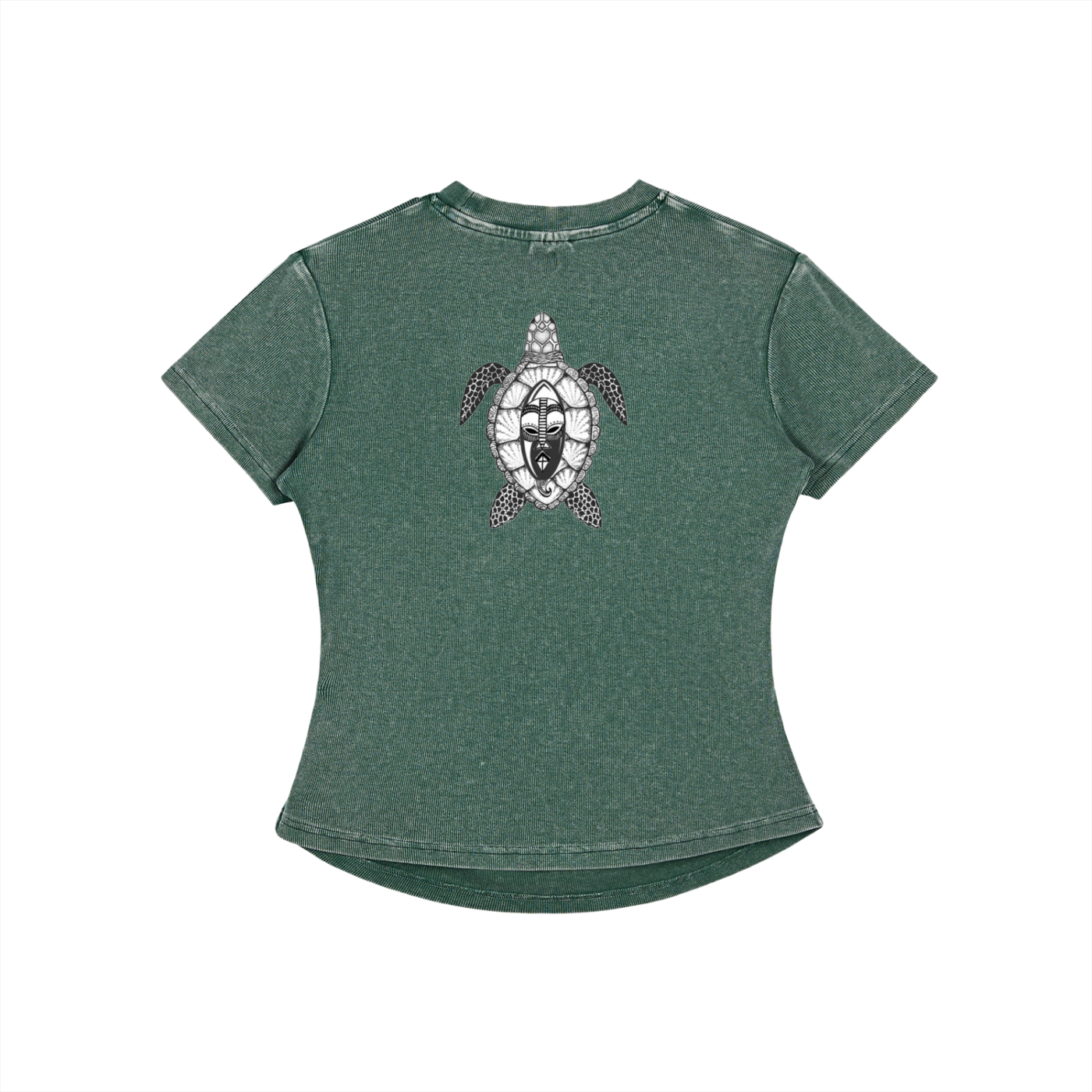 Zulu Turtle Vintaged-Wash Bodycon Cotton T-Shirt