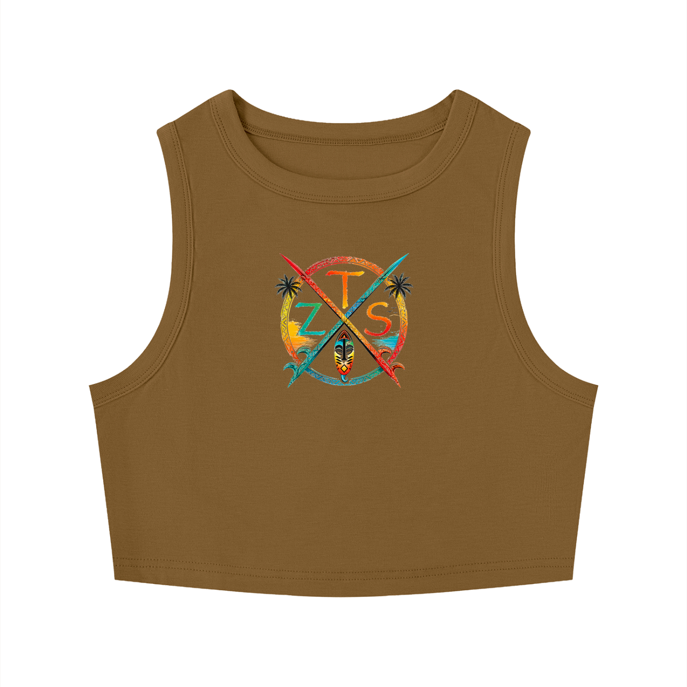 Zulu Tribal Women's Tight Crewneck Crop Tank Top