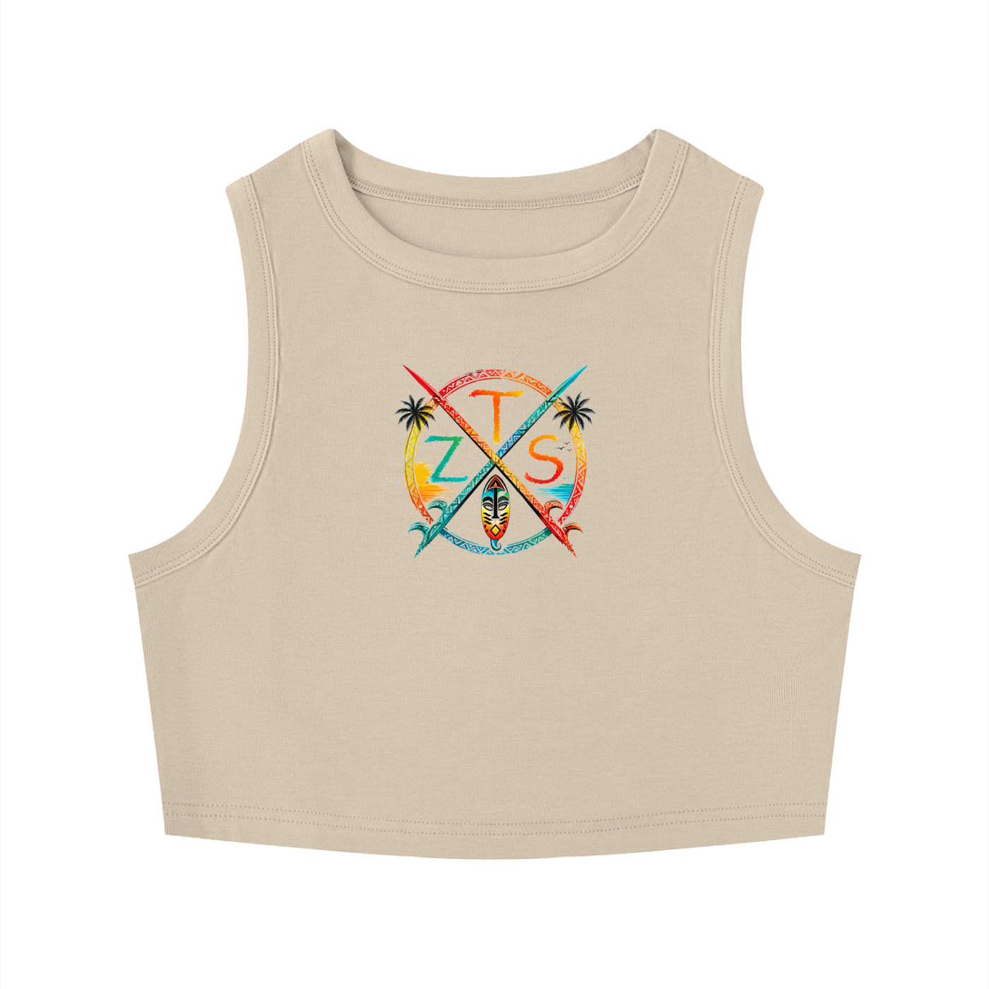Zulu Tribal Women's Tight Crewneck Crop Tank Top