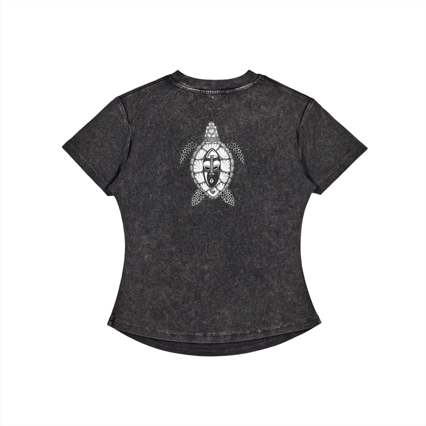 Zulu Turtle Vintaged-Wash Bodycon Cotton T-Shirt