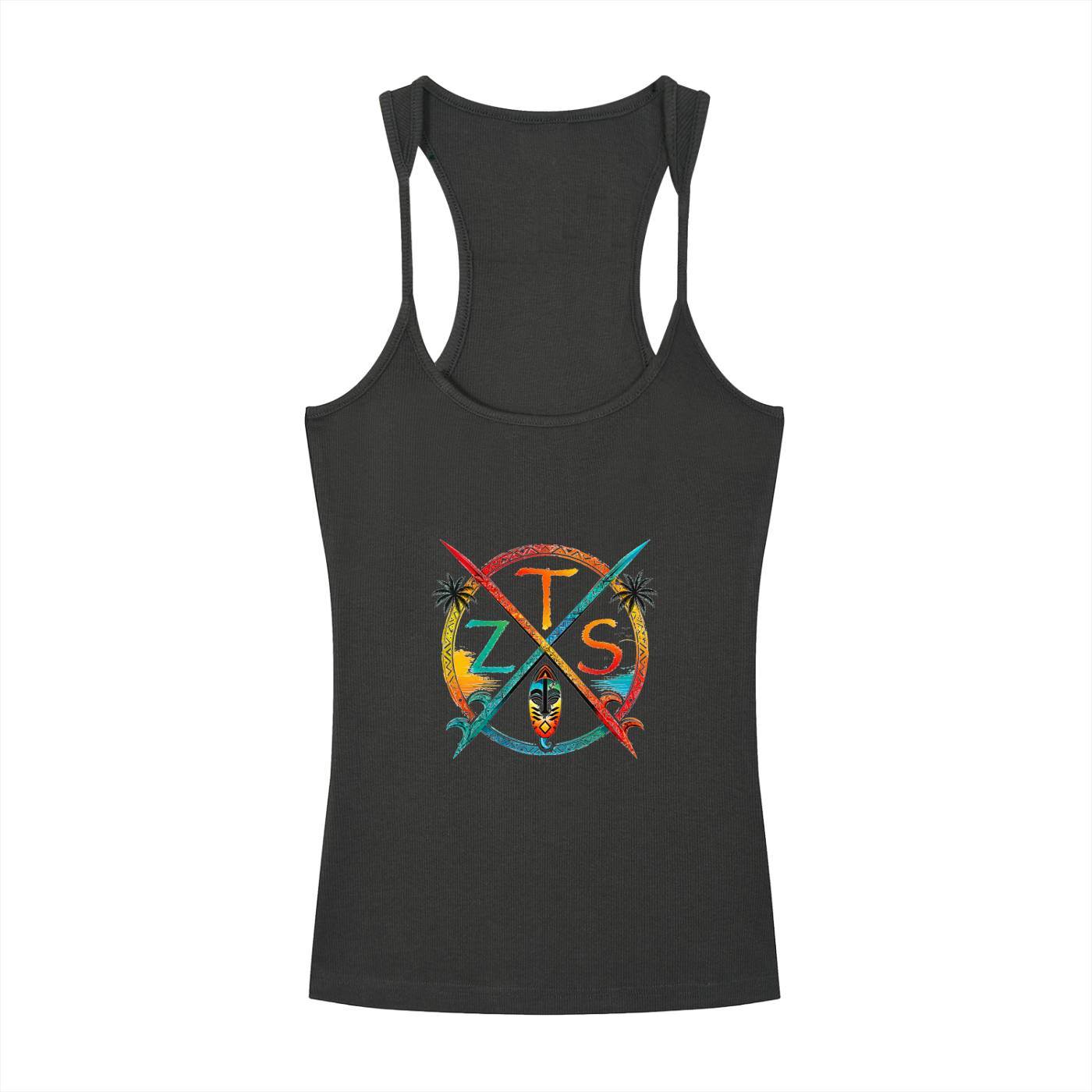 Zulu Tribal Slim Fit Ribbed Racerback Tank Top