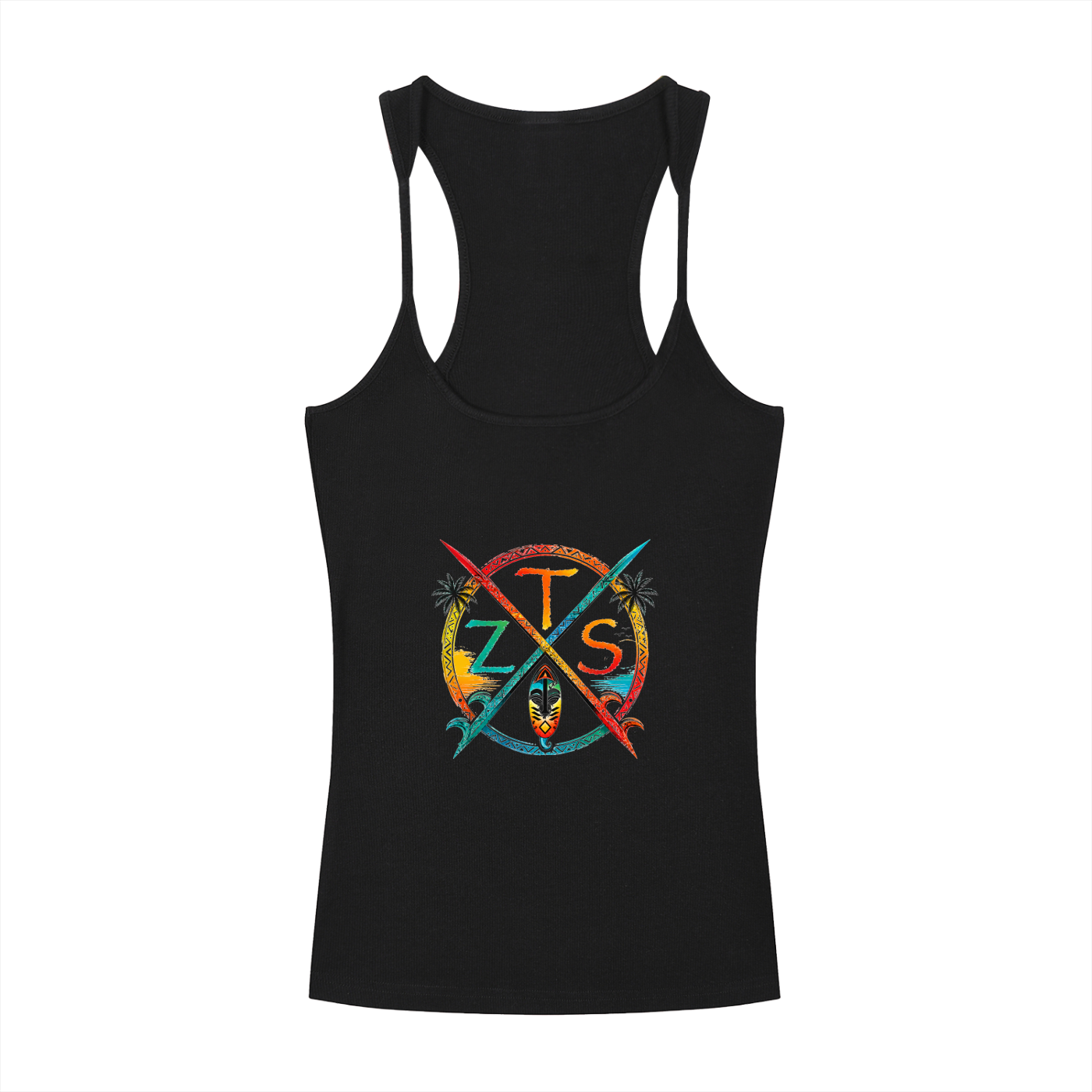 Zulu Tribal Slim Fit Ribbed Racerback Tank Top
