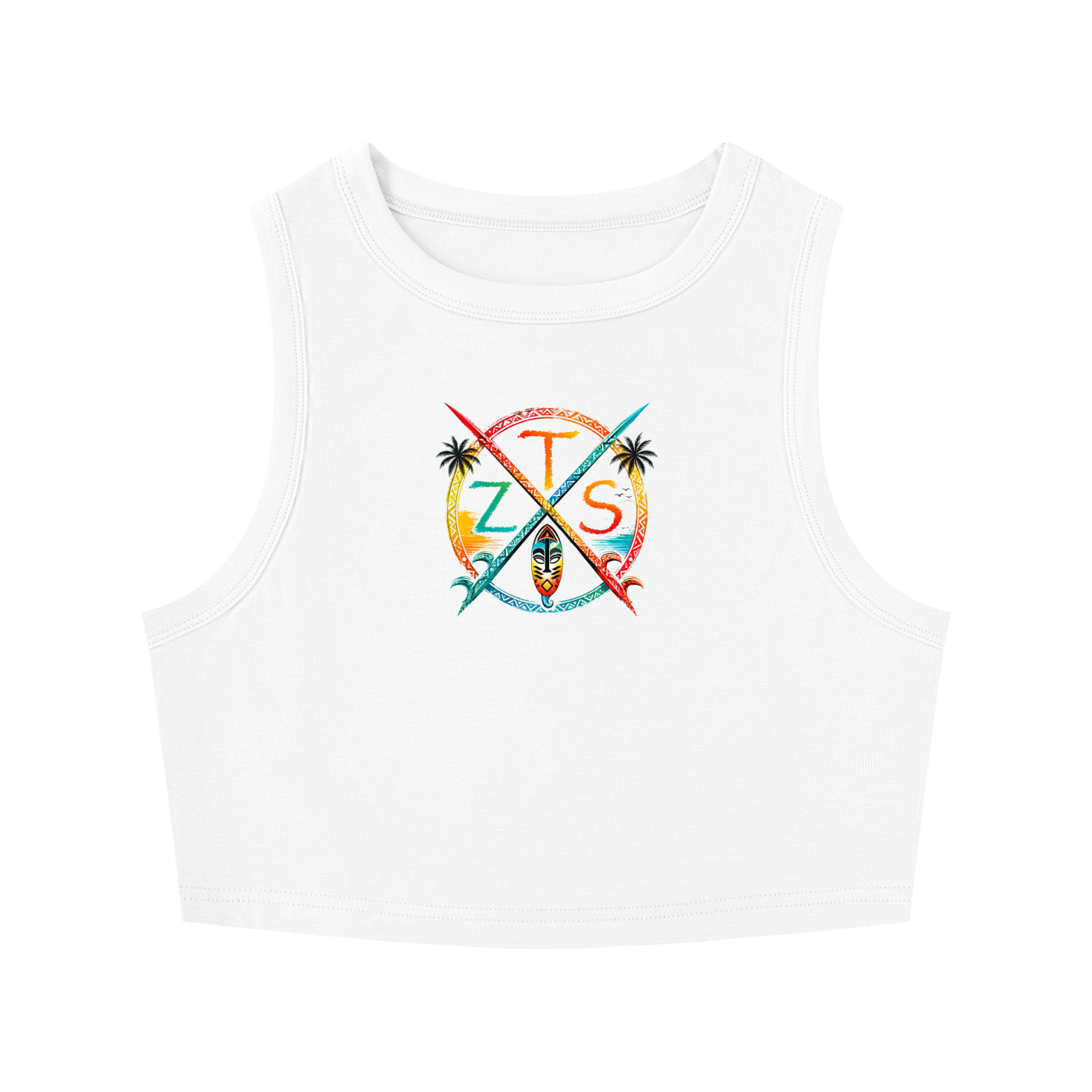 Zulu Tribal Women's Tight Crewneck Crop Tank Top