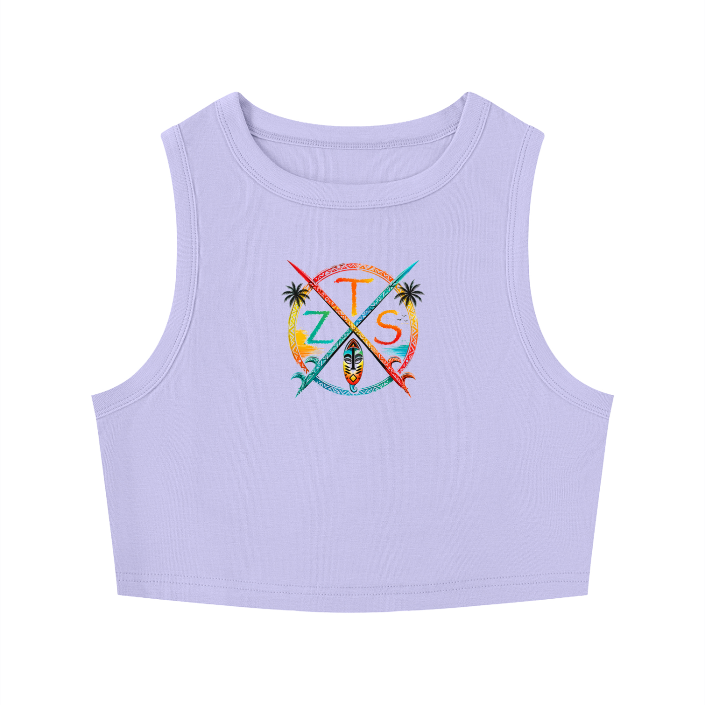 Zulu Tribal Women's Tight Crewneck Crop Tank Top