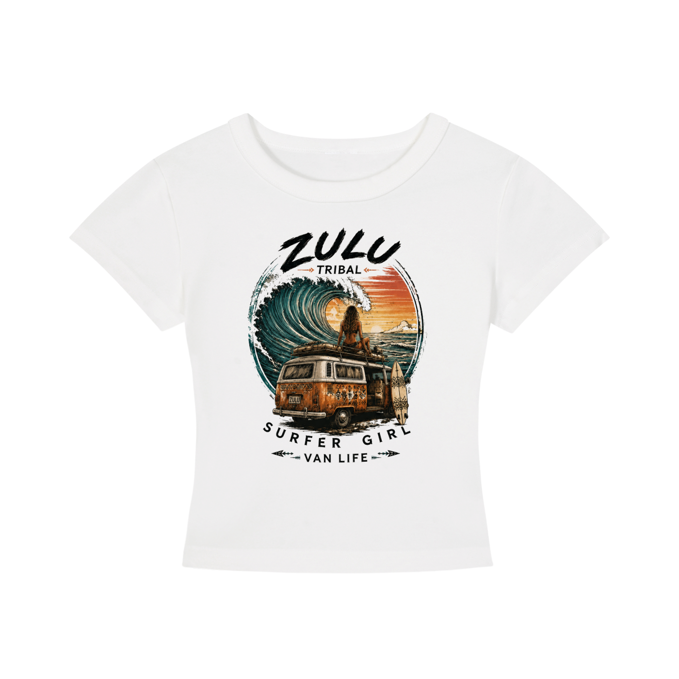 Zulu Tribal Surfer girl Women's Cropped T-Shirt