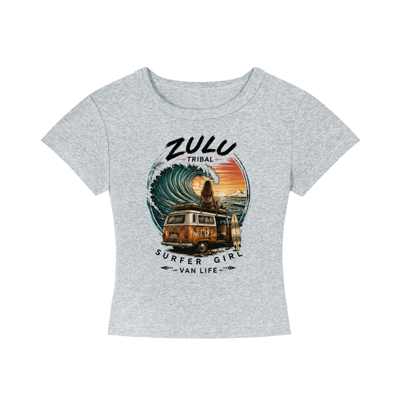 Zulu Tribal Surfer girl Women's Cropped T-Shirt