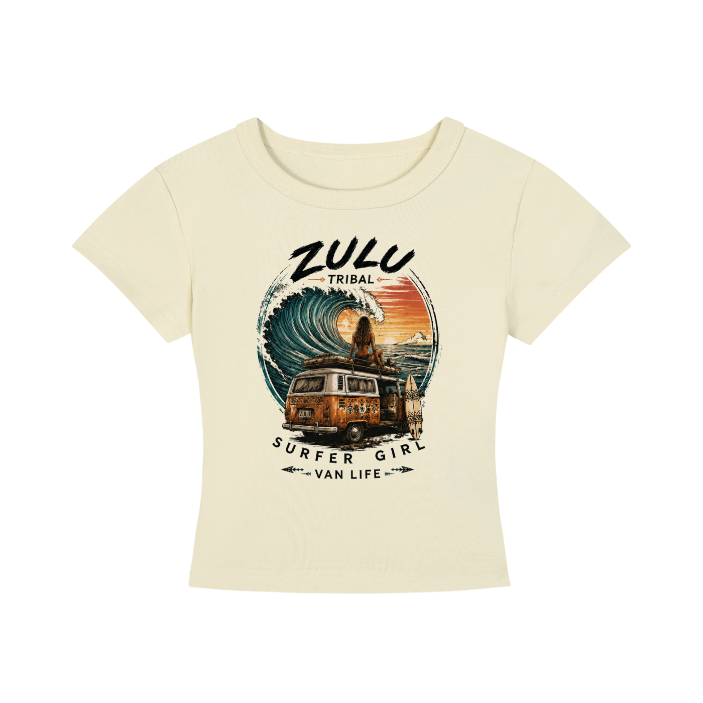 Zulu Tribal Surfer girl Women's Cropped T-Shirt