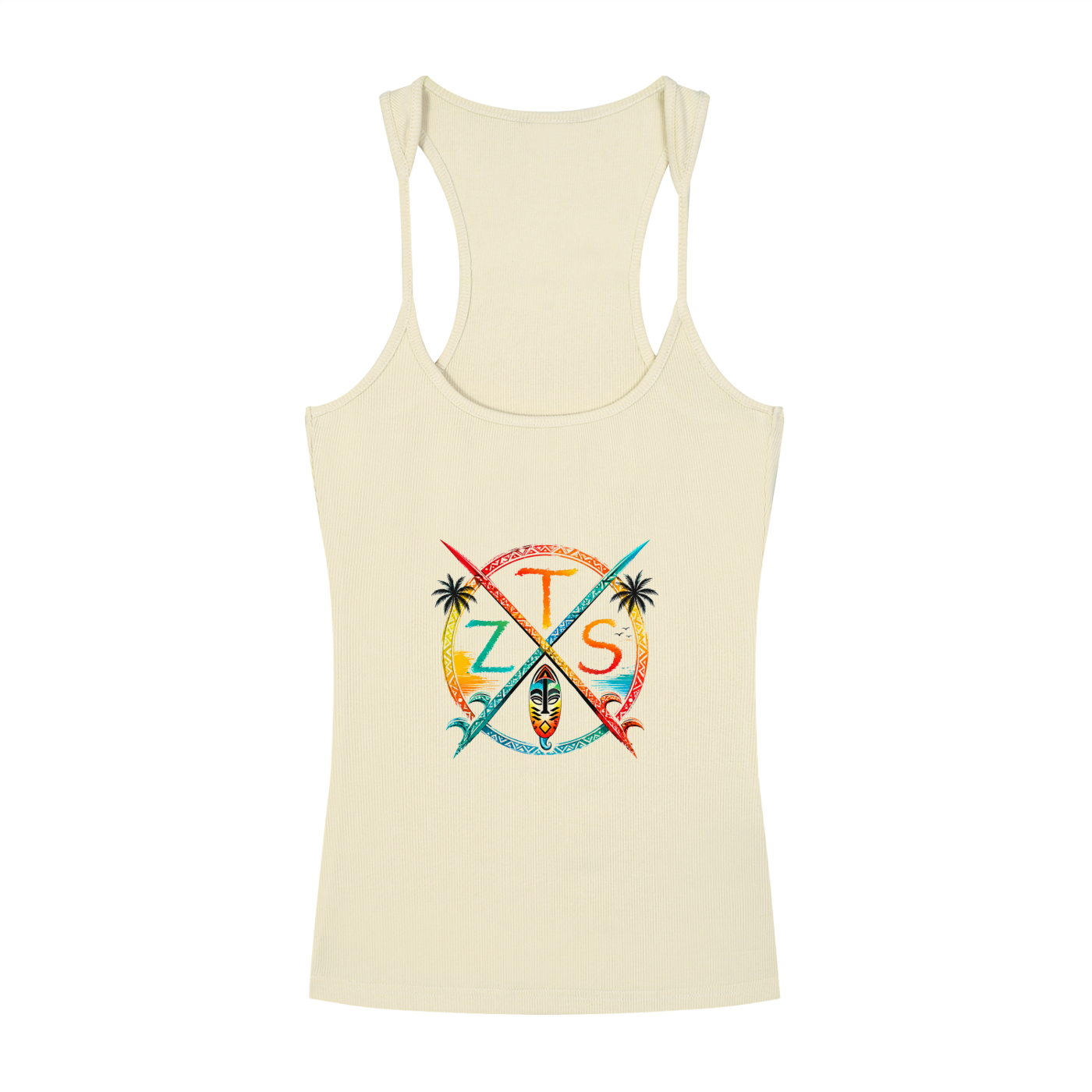 Zulu Tribal Slim Fit Ribbed Racerback Tank Top