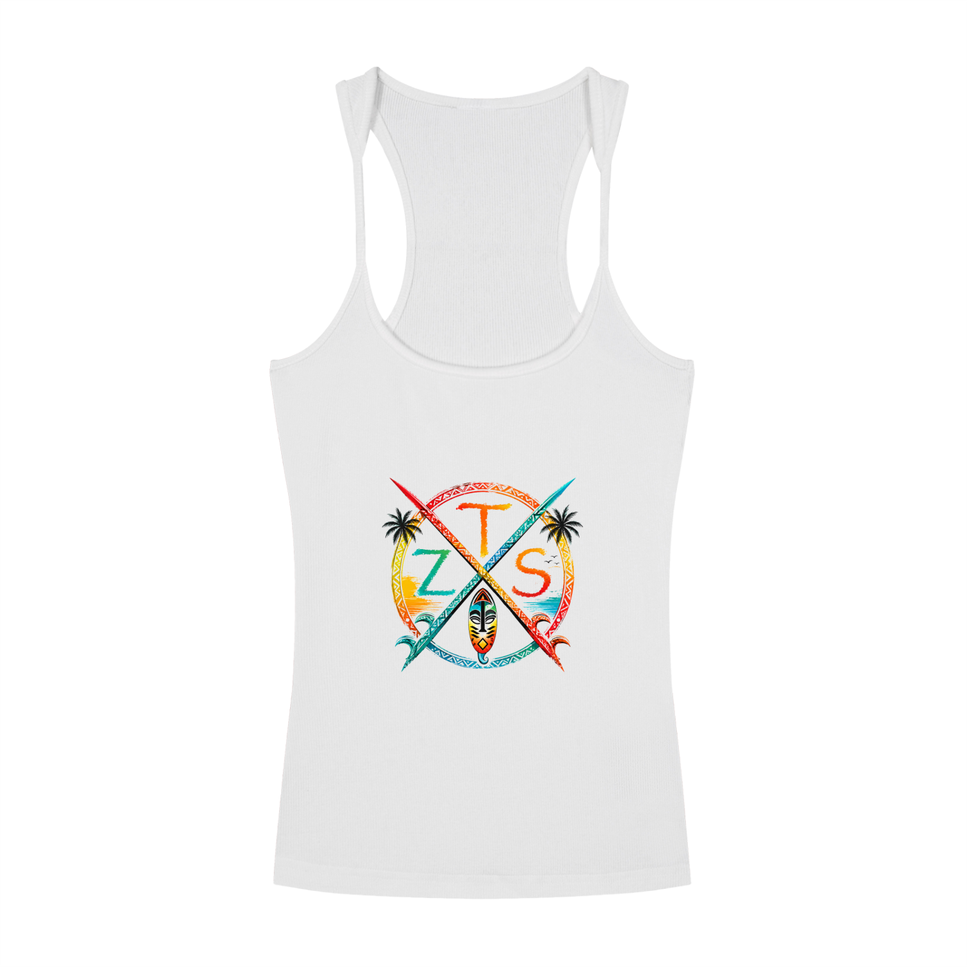 Zulu Tribal Slim Fit Ribbed Racerback Tank Top